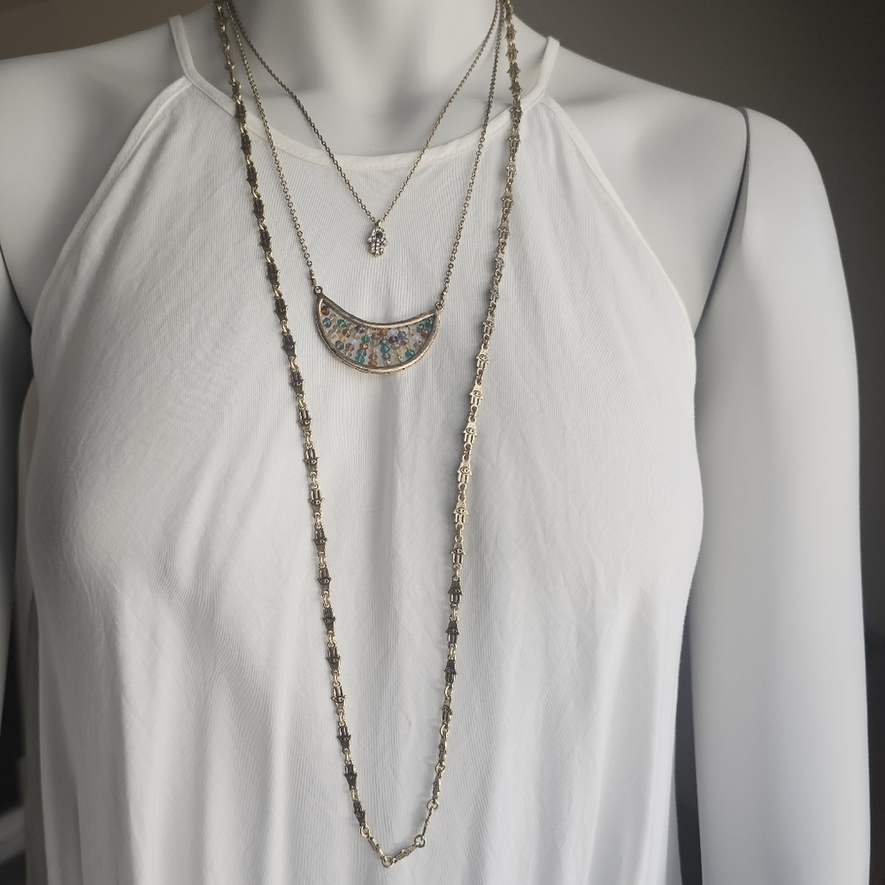 NGC LUCKY BRAND HAMSA MULTI LAYERED NECKLACE